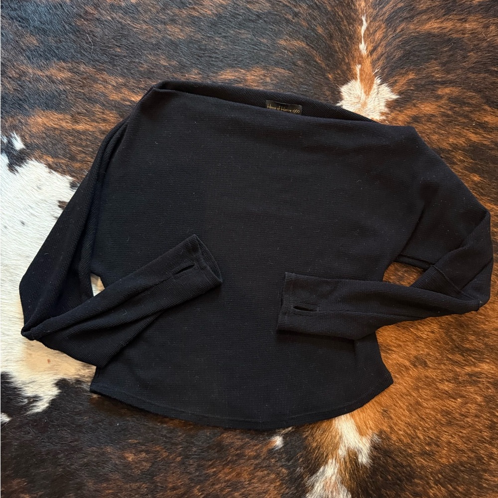 House of Harlow off the shoulder waffle knit long sleeve
